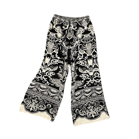 Flying Tomato Wide‎ Leg Palazzo Tassel Drawstring Pants Black & White  Size S - Picture 1 of 3